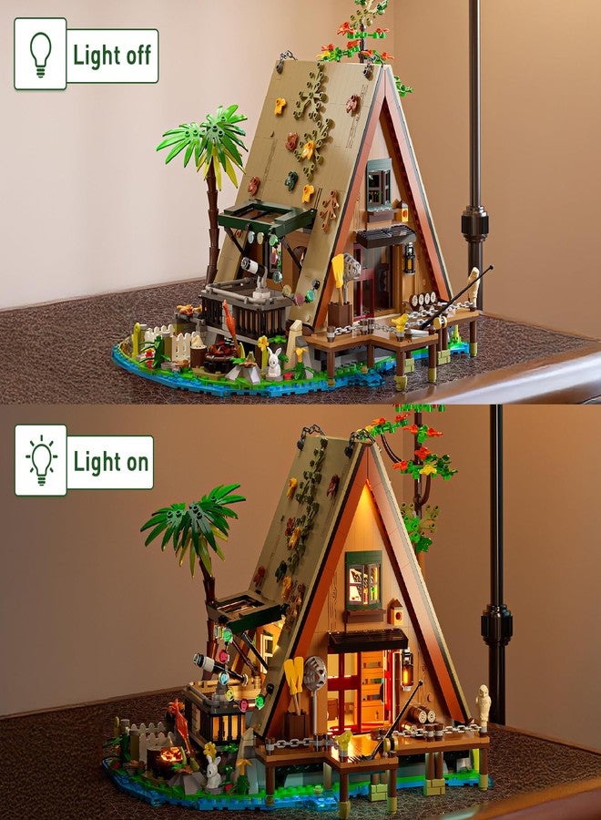 Vziimo A-Frame Cabin Building Set, MOC Ideas Cabin House Collectible Model Kit with LED for Adults and Kids Age 12+, Gifts for Nature and Architecture Lovers (1486 Pcs) - Image 5